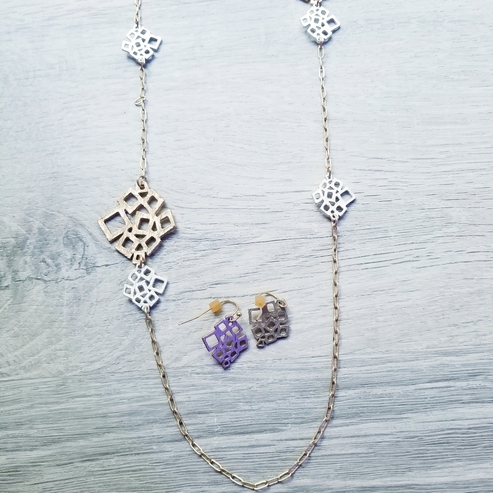 Geometric Costume Jewelry Necklace and Earrings pair set